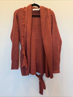 NWT Anthropologie Bishop + Young Fringe Belted Cardigan Sweater Size S (188)